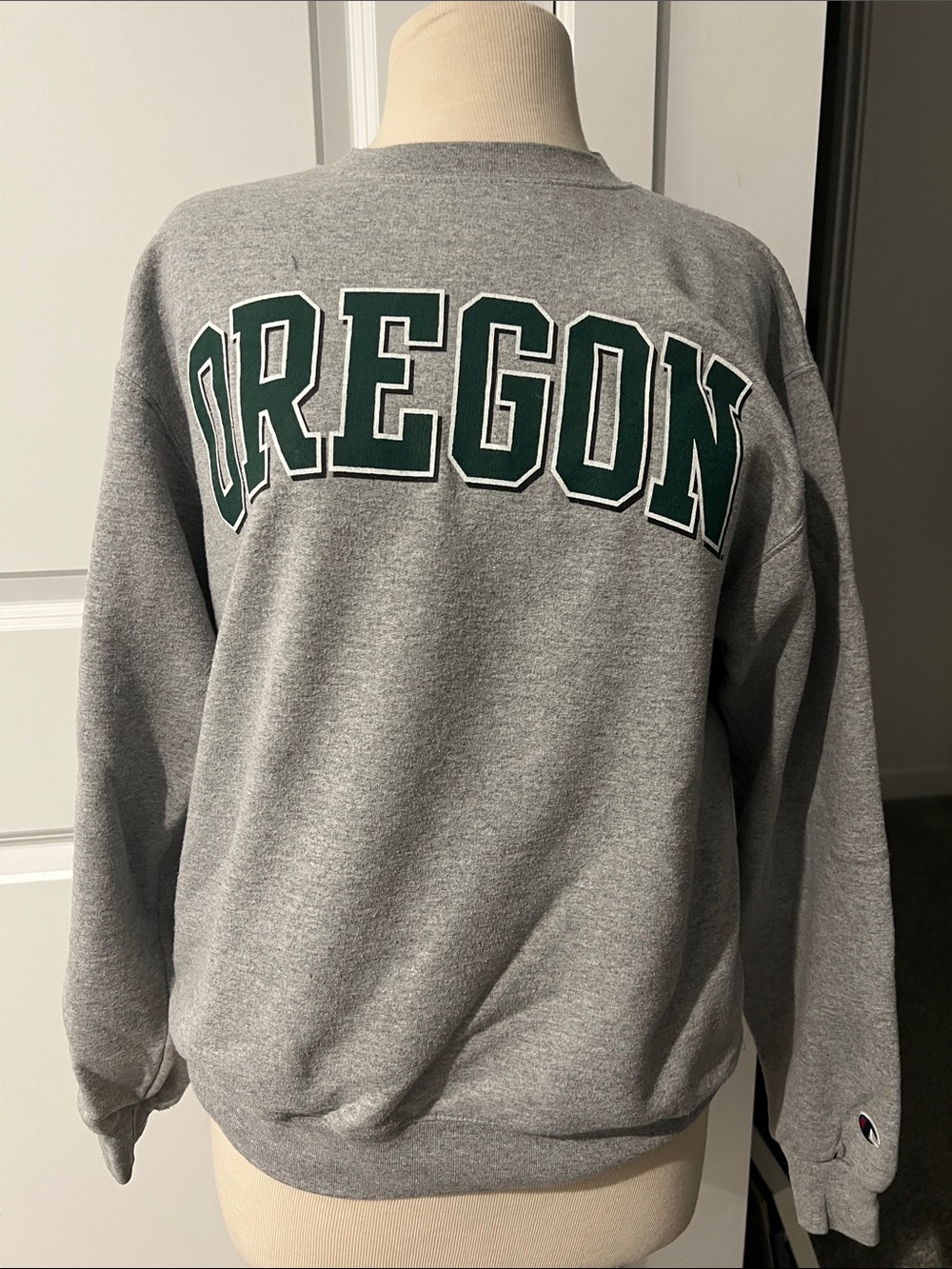 Champion Grey Crewneck with Oregon Chest Graphic
